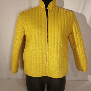 Size L (12-14?) Ladies Jacket. Yellow Quilted Full Zip Lightweight Coat Preowned